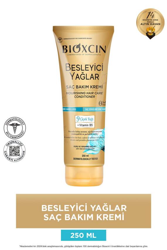 Bioxcin Besleyici Yağlar Bakım Saç Kremi 250 ml Sülfatsız, Kuru ve Yıpranmış Saçlar, Dökülme Karşıtı, Onarım - 1