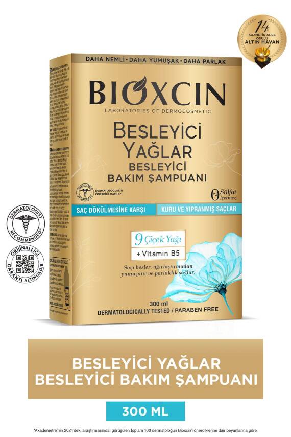 Bioxcin Besleyici Yağlar Kuru Ve Yıpranmış Saçlar Için Şampuan 300ml - 1