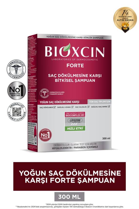 Bioxcin Forte 300 ml Şampuan - Yoğun Dökülme Şampuanı Tüm Saç Tipleri - 1