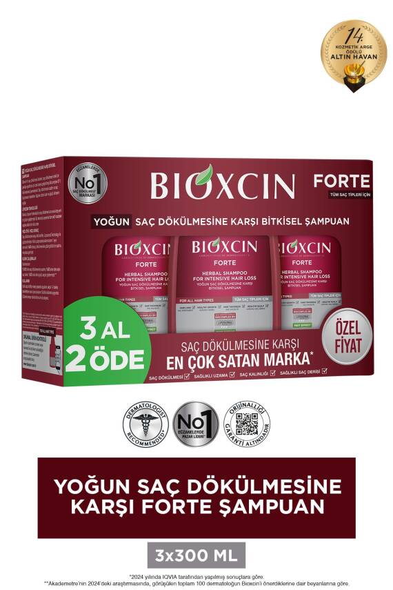 Bioxcin Forte Şampuan 3 Al 2 Öde 300 Ml - Yoğun Dökülme Şampuanı - 1