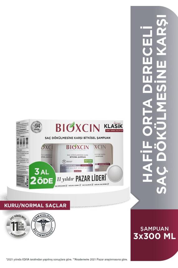 Bioxcin Genesis Kuru ve Normal Şaçlar İçin 300ml 3 AL 2 ÖDE - Klasik Saç Dökülme Karşıtı Şampuan - 1