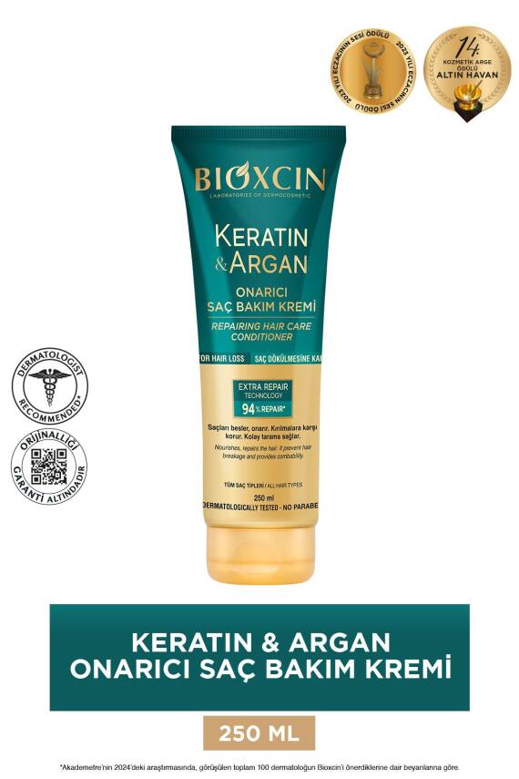 Bioxcin Keratin & Argan Onarıcı Saç Bakım Kremi 250 ml - Yıpranmış Ve Hassas Saçlar - 1