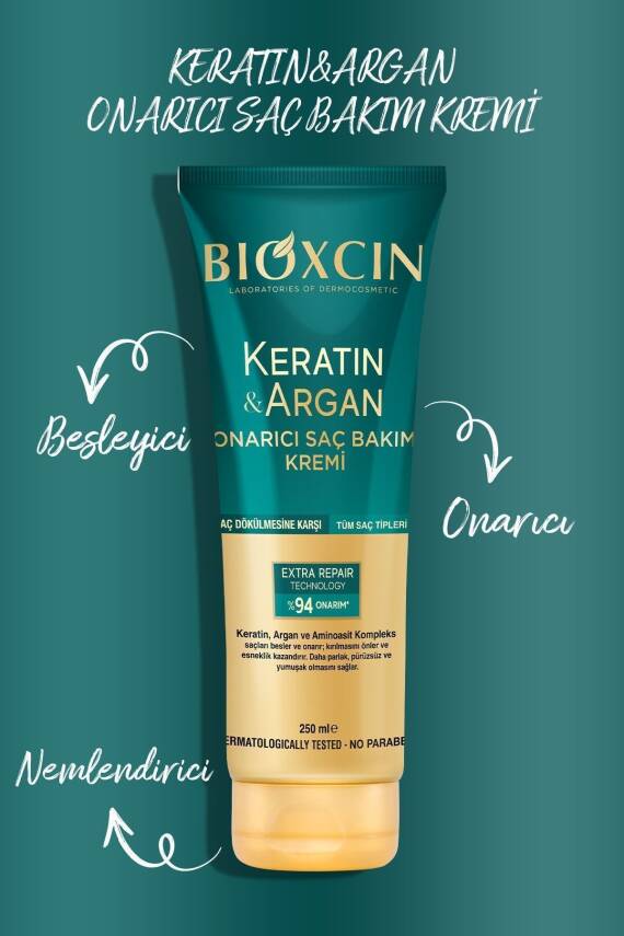Bioxcin Keratin & Argan Onarıcı Şampuan 300ml + Keratin Argan Saç Bakım Yağı + Saç Kremi - 4