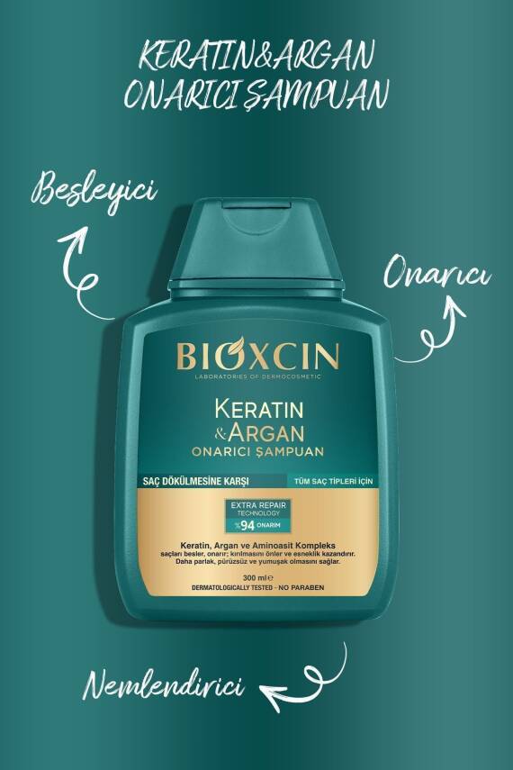 Bioxcin Keratin & Argan Onarıcı Şampuan300 Ml + Kertin Argan Saç Bakım Yağı - 4