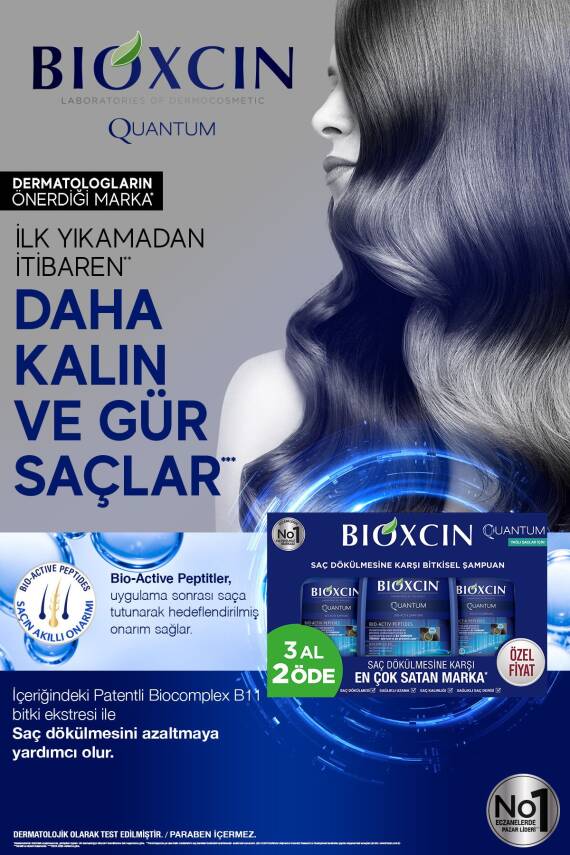 Bioxcin Quantum Şampuan 3 Al 2 Öde Yağlı Saçlar Için 3x300 Ml - Ince Telli Saçlar Için Dökülme Şampuanı - 7