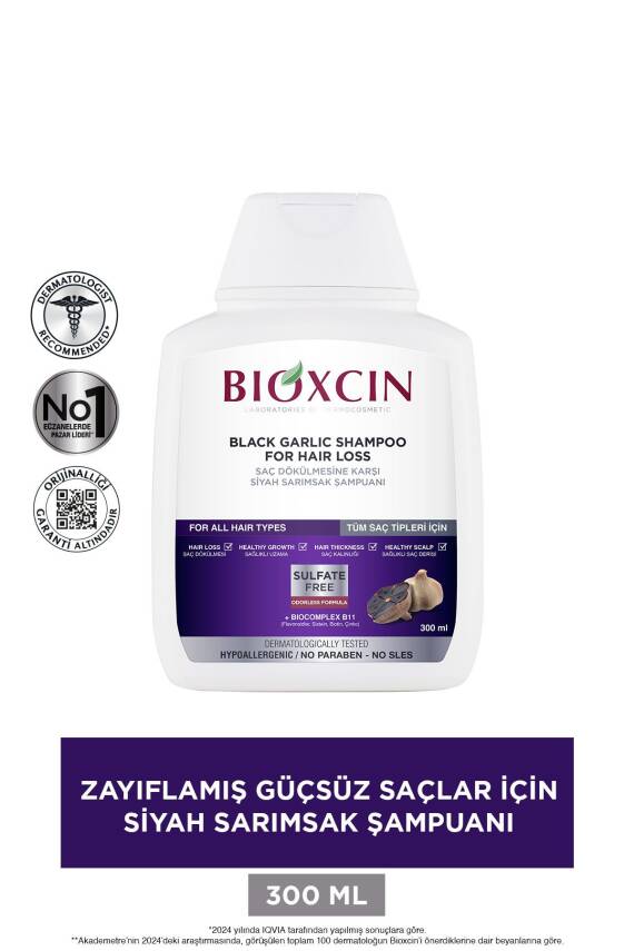 Bioxcin Siyah Sarımsak Şampuanı 3 al 2 Öde 3x300 Ml - Yıpranmış Seyrek Dökülen Saçlar - 2