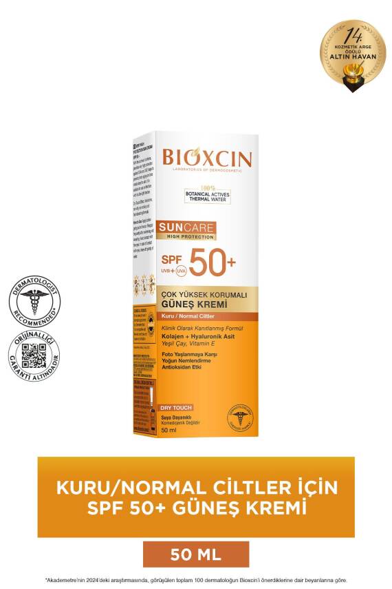 Bioxcin Sun Care Spf 50 Çok Yüksek Korumalı Güneş Kremi 50 ml Kuru Ve Normal Cilt - Kolajen Hyaluronik Asit - 1