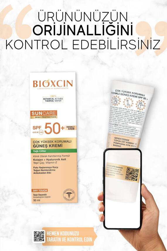 Bioxcin Sun Care Yağlı Ciltler Için Tinted Güneş Kremi Spf 50 50 ml - Renkli, Kolajen ve Hyaluronik Asit - 8