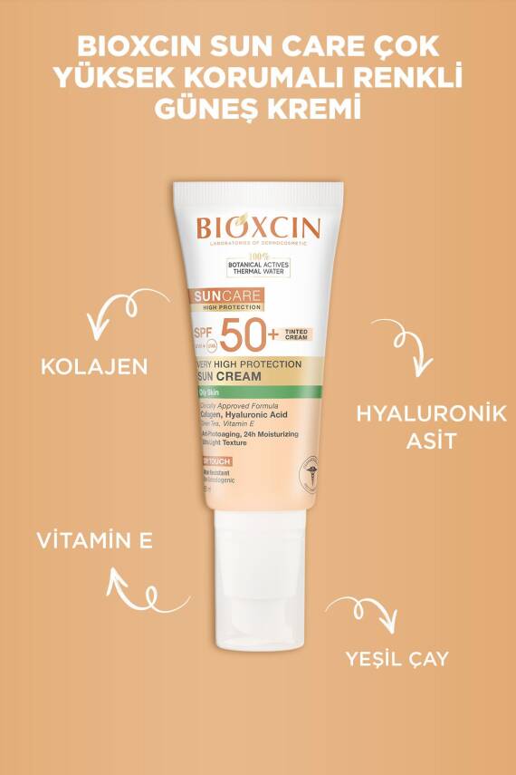Bioxcin Sun Care Yağlı Ciltler Için Tinted Güneş Kremi Spf 50 50 ml - Renkli, Kolajen ve Hyaluronik Asit - 10