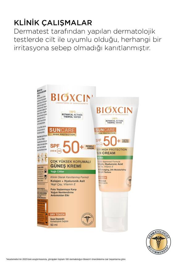 Bioxcin Sun Care Yağlı Ciltler Için Tinted Güneş Kremi Spf 50 50 ml - Renkli, Kolajen ve Hyaluronik Asit - 6
