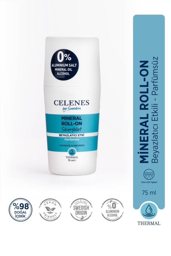 Celenes Alüminyum - Parfüm Içermeyen Beyazlatıcı Etkili Thermal Roll On Ve Deodorant - Silverfallet 75 ml - 1