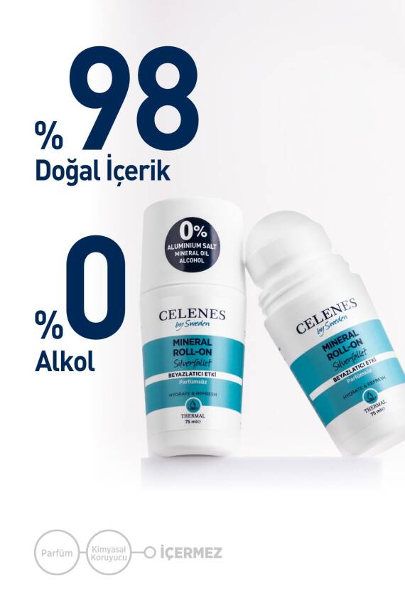 Celenes Alüminyum - Parfüm Içermeyen Beyazlatıcı Etkili Thermal Roll On Ve Deodorant - Silverfallet 75 ml - 3