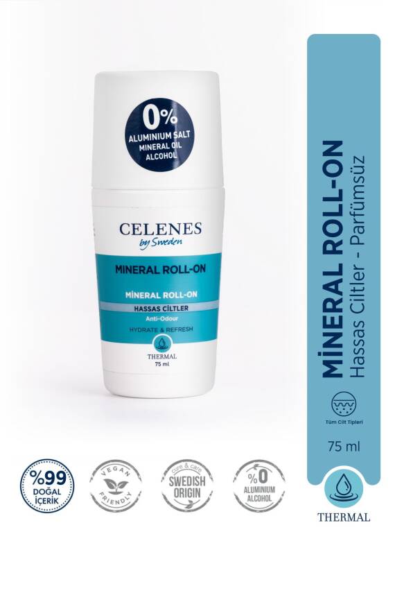 Celenes Alüminyum - Parfüm Içermeyen Hassas Ciltler Için Thermal Roll On Ve Deodorant Parfümsüz 75 ml - 1