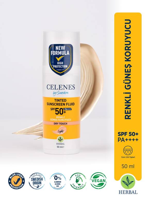 Celenes Herbal Dry Touch Spf 50 Mat Bitişli Renkli Güneş Kremi - Yüz Ve Dekolte Bölgesi 50 ml - 1