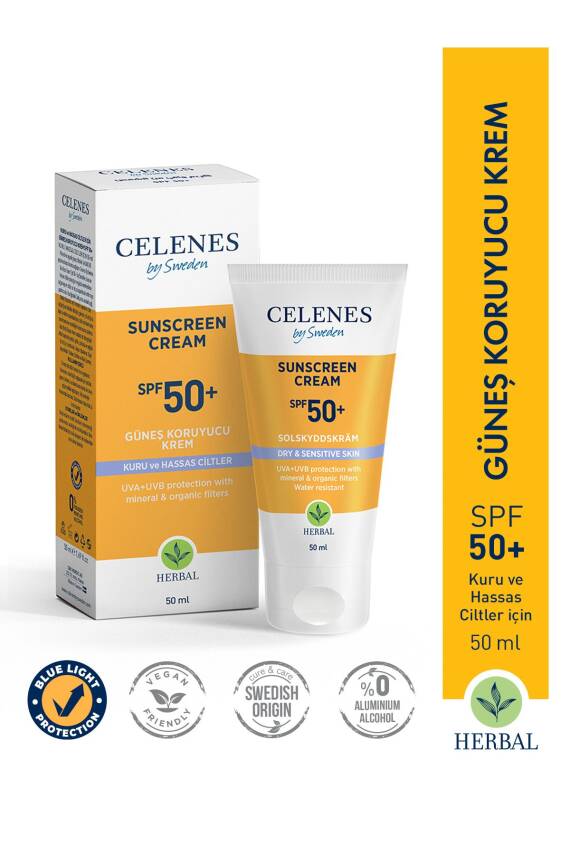 Celenes Herbal Güneş Kremi Kuru Ve Hassas Ciltler 50+ Spf 50 Ml - 1