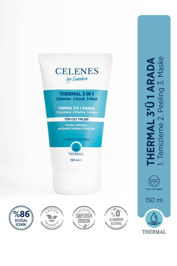 Celenes Nemlendirici Ve Canlandırıcı Thermal 3'ü 1 Arada Thermal Peeling Maske 150 ml - 1