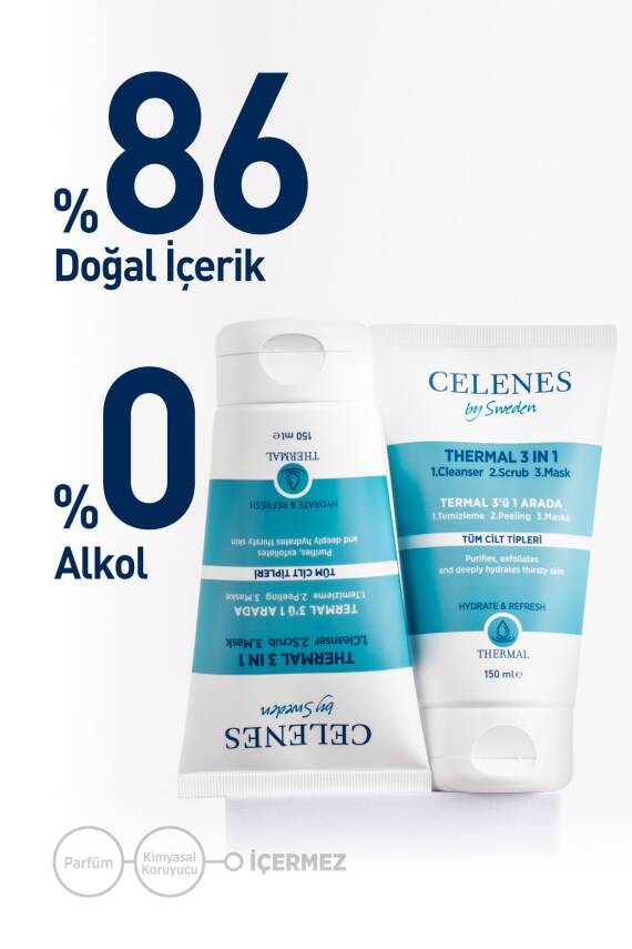 Celenes Nemlendirici Ve Canlandırıcı Thermal 3'ü 1 Arada Thermal Peeling Maske 150 ml - 3