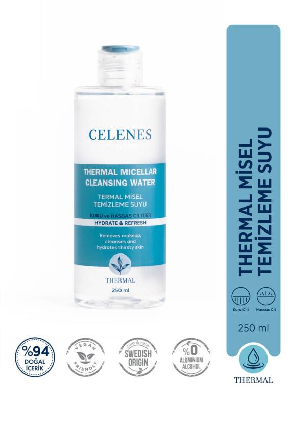 Celenes Nemlendirici Ve Canlandırıcı Thermal Misel Temizleme Suyu Kuru Ve Hassas Ciltler 250 ml - 1