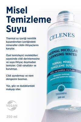 Celenes Nemlendirici Ve Canlandırıcı Thermal Misel Temizleme Suyu Yağlı Ve Karma Ciltler 250 ml - 2