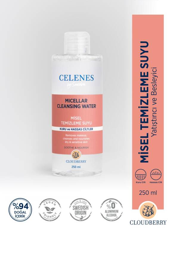 Celenes Yoğun Nemlendici Ve Yatıştırıcı Cloudberry Misel Temizleme Suyu Kuru Ve Hassas Ciltler 250 ml - 1