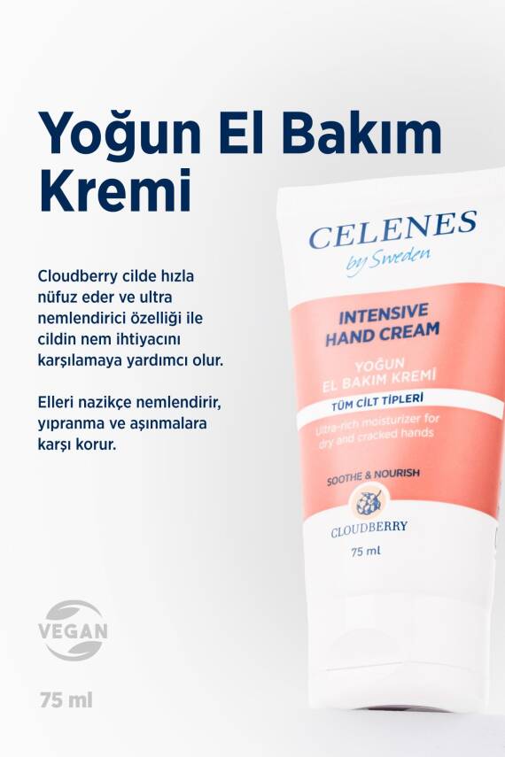 Celenes Yoğun Nemlendirici Cloudberry El Bakım Kremi Kuru Ve Hassas Ciltler 75 ml - 2