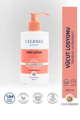 Celenes Yoğun Nemlendirici Ve Yatıştırıcı Cloudberry Vücut Losyonu Kuru Ve Hassas Ciltler Parfümsüz 200 ml - Celenes by Sweden