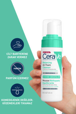 Cerave Karma ve Hassas Ciltler için Balancing Air Foam Yüz Temizleyici Köpük 148 ml - 5
