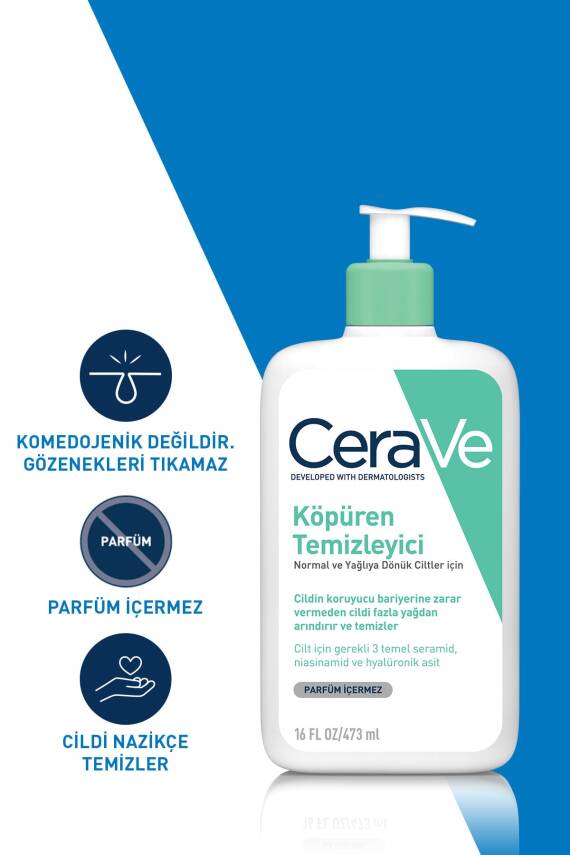 Cerave Köpüren Temizleyici Seramid Içerikli Normal & Yağlı Ciltler Yüz Vücut 473 ml - 6