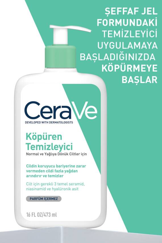 Cerave Köpüren Temizleyici Seramid Içerikli Normal & Yağlı Ciltler Yüz Vücut 473 ml - 7
