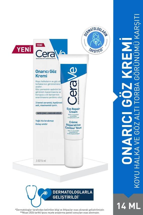 Cerave Koyu Halka ve Göz Altı Torba Görünümü Karşıtı, Nemlendirici Ve Onarıcı Göz Kremi 14ML - 1