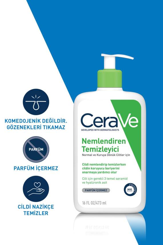 Cerave Nemlendiren Temizleyici Kuru & Normal Ciltler Yüz Vücut 473 ml - 6