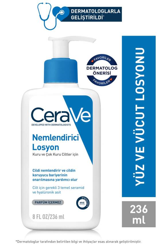 Cerave Nemlendirici Losyon Kuru Ciltler Seramid Ve Hyalüronik Asit Içerikli Yüz Vücut 236ml - 1