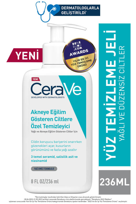 Cerave Yağlı Ve Düzensiz Cilter Için Yüz Temizleme Jeli 236 ml - 1