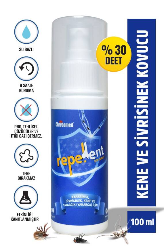 Chrysamed Repellent D30 Sprey Sivrisinek Karasinek Tatarcık Kene Kovucu Koruyucu Sprey 100 ml Çocuk Yetişkin - 1