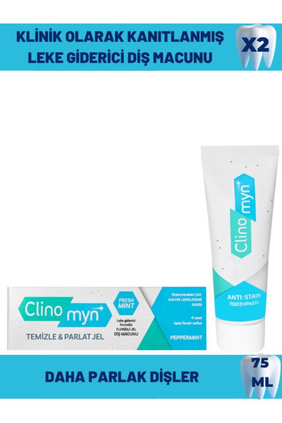 Clinomyn Fresh Diş Beyazlatan Ve Parlatan Jel Diş Macunu 75 ml X 2 Adet - 1