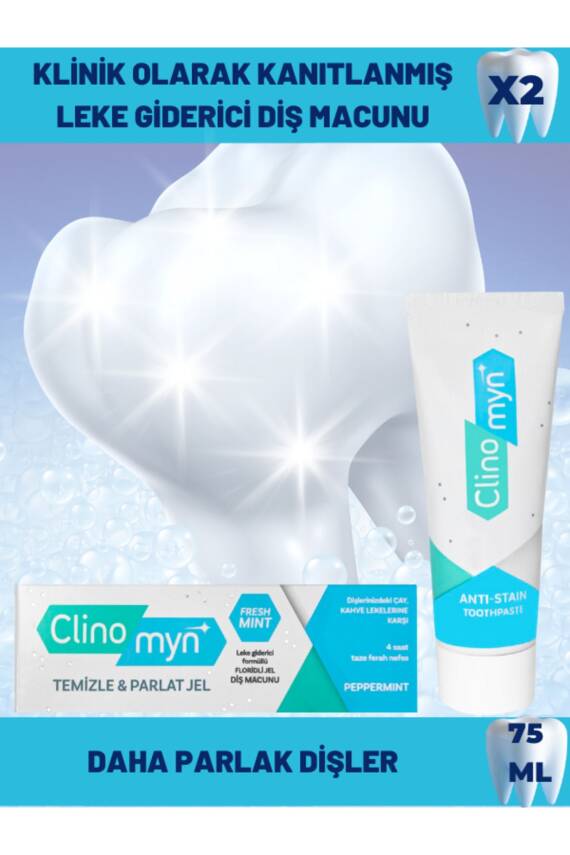 Clinomyn Fresh Diş Beyazlatan Ve Parlatan Jel Diş Macunu 75 ml X 2 Adet - 2