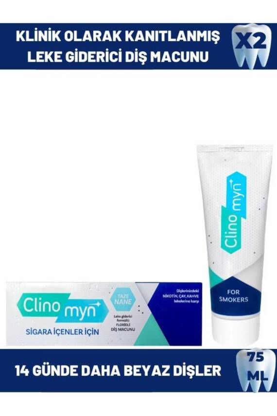 Clinomyn Sigara Içenler Için Smokers Diş Beyazlatan Leke Giderici Diş Macunu 75 ml 2 Adet - 1