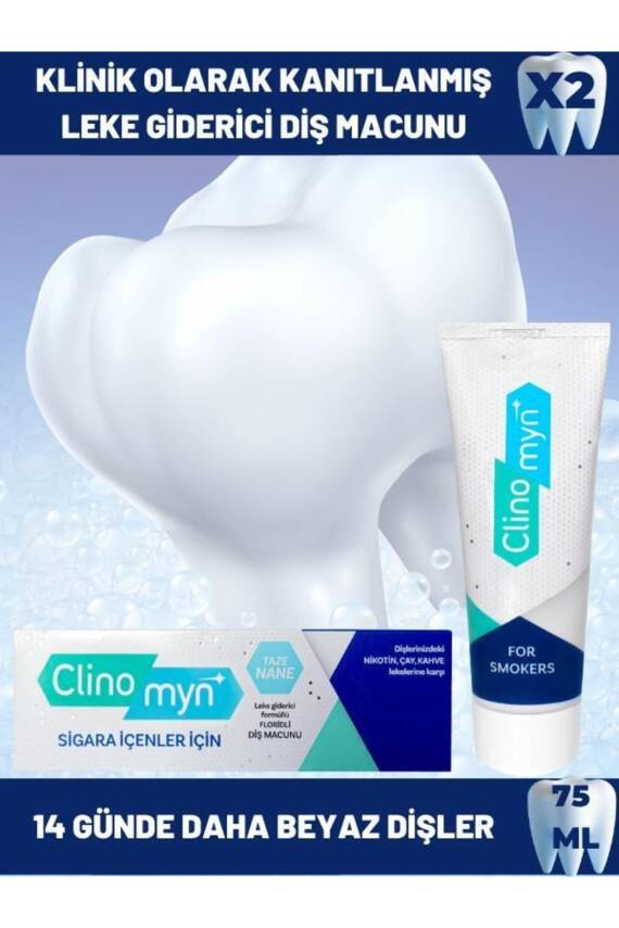Clinomyn Sigara Içenler Için Smokers Diş Beyazlatan Leke Giderici Diş Macunu 75 ml 2 Adet - 2