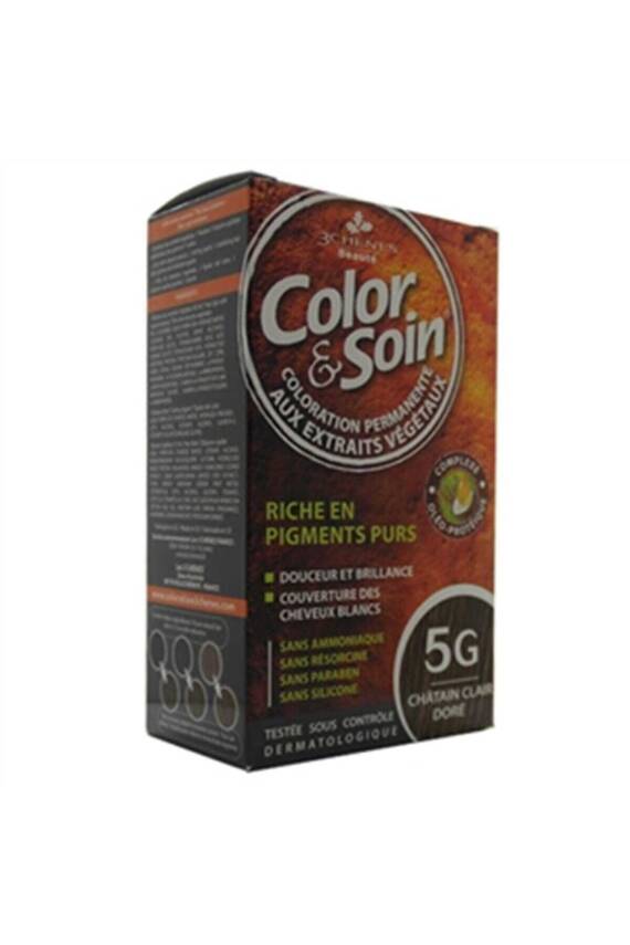 Color Soin 5G Chatain Clair Dore Light Golden Chestnut Açık Altın Kestane Saç Boyası - 1