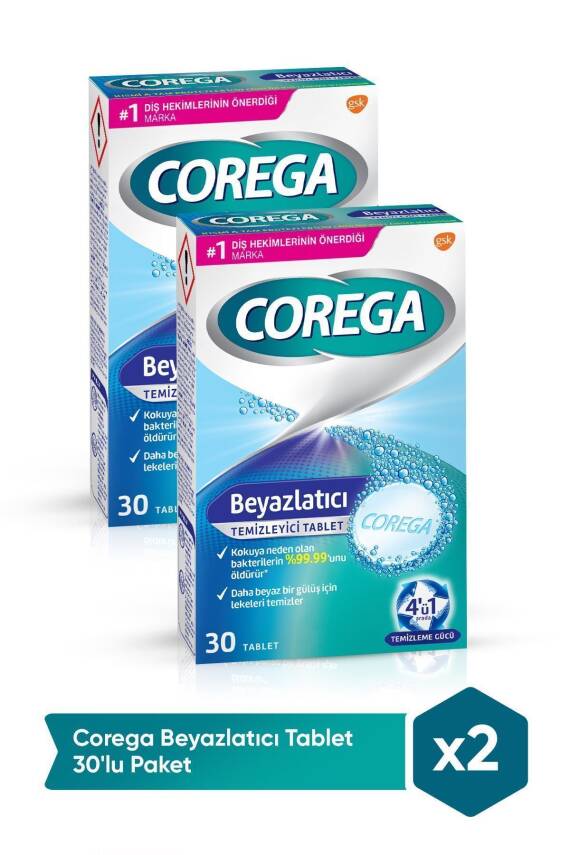 Corega Beyazlatıcı Temizleyici 30 Tablet x 2 Adet - 1