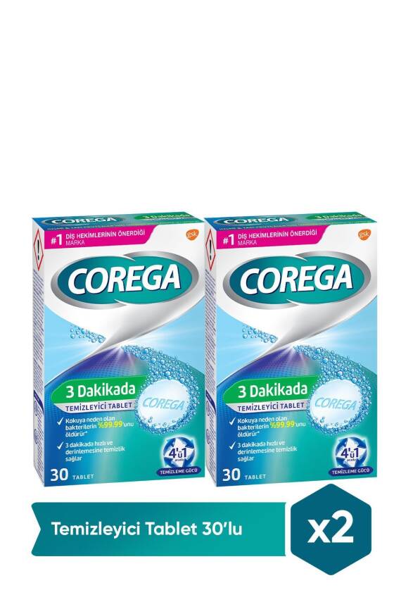 Corega Cleanser Bio Protez Temizleme Tableti 30'lu X2 Adet - 1