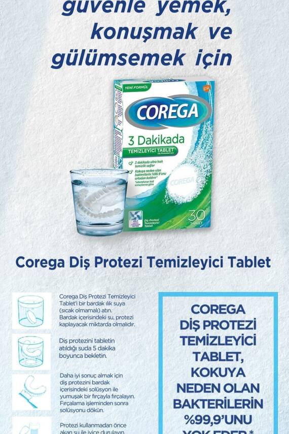 Corega Cleanser Bio Protez Temizleme Tableti 30'lu X2 Adet - 8