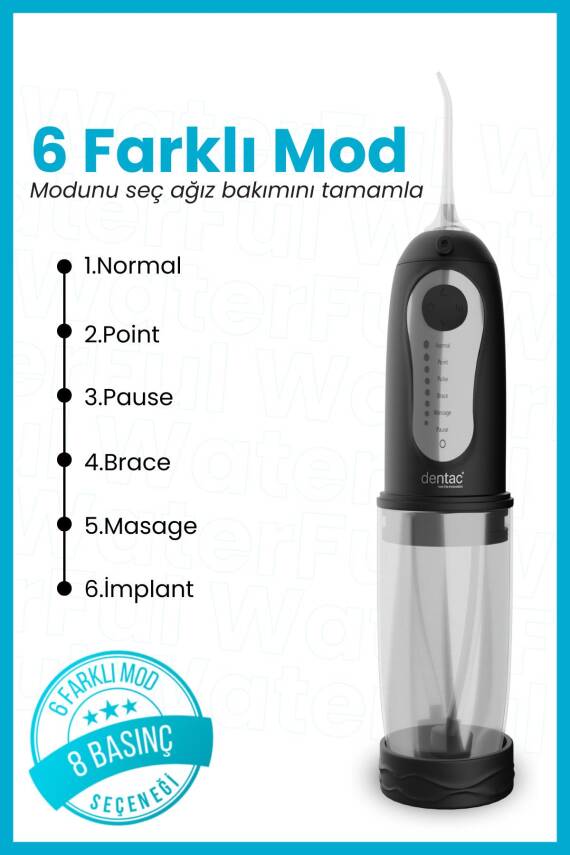 Dentac Waterful Portatif Ağız Duşu Siyah - 2