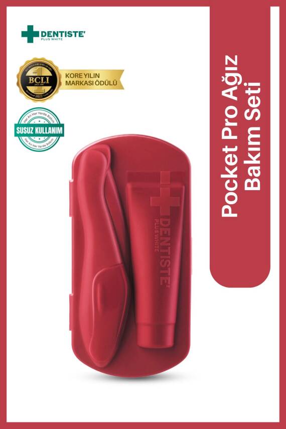 Dentiste Pocket Pro Susuz Fırçalama Seyahat Seti (Kırmızı) - 1
