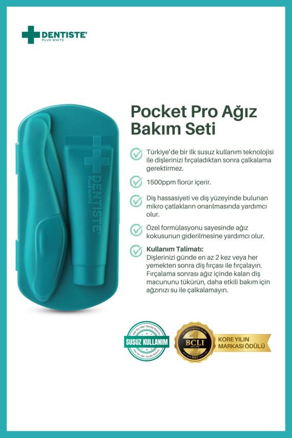 Dentiste Pocket Pro Susuz Fırçalama Seyahat Seti (Mavi) - 2