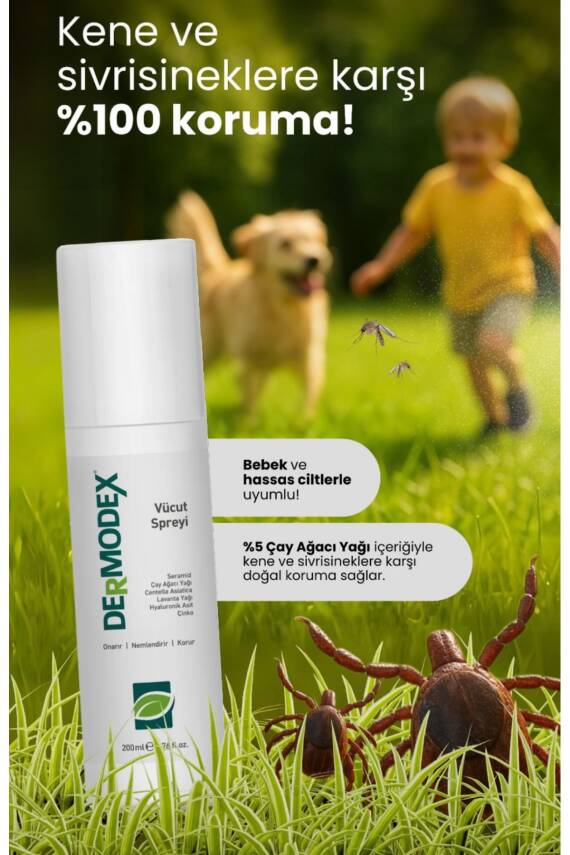 Dermodex Kene Ve Vücut Spreyi 200ml Akne, Uyuz, Mantar, Bit, Kene Kovucu ( Çay Ağacı Yağı, Centelle Vs. ) - 1