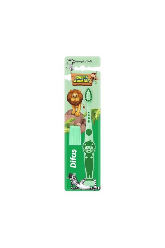 Difaş Sweet Animals Yumuşak Çocuk Diş Fırçası Yeşil - 1