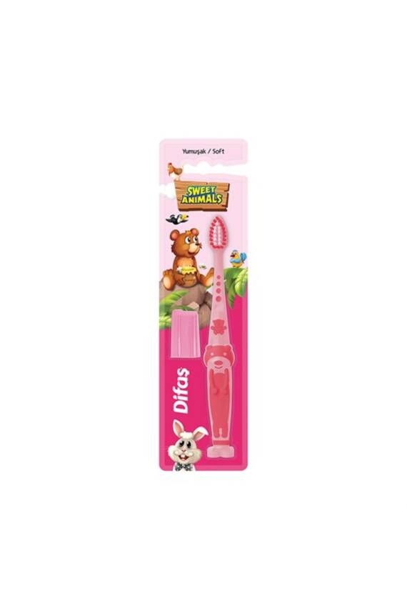 Difaş Sweet Animals Yumuşak Çocuk Diş Fırçası Pembe - 1