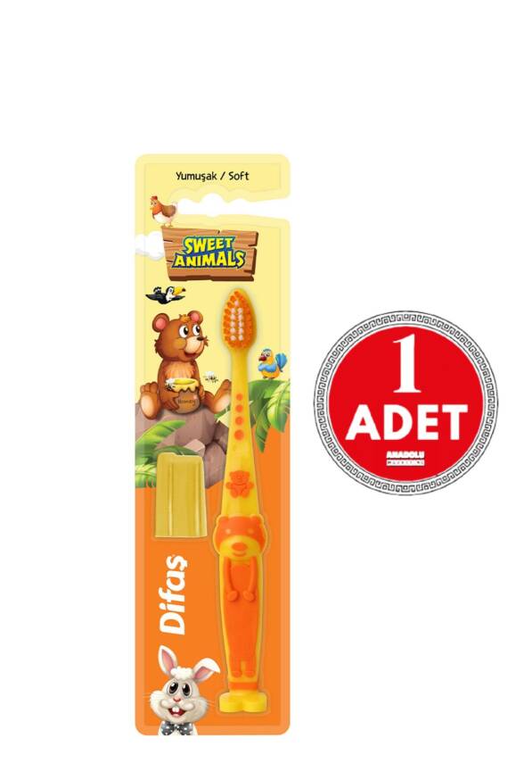Difaş Sweet Animals Yumuşak Çocuk Diş Fırçası Turuncu - 1