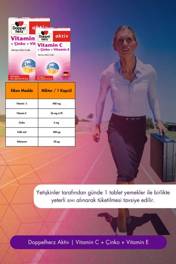 Doppelherz Vitamin C + Çinko + Vitamin E 40 Tablet - 4